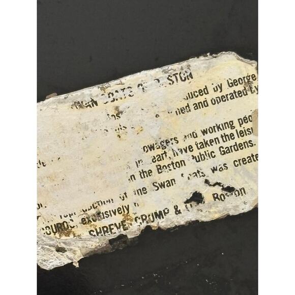 Couroc of Monterey "Swan Boats Of Boston" Mid-Century Inlaid Brass Wood Tray - Picture 5 of 6